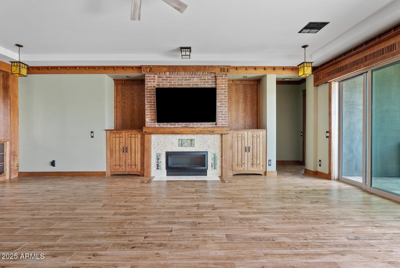 Living Room with Custom Oak Built-Ins