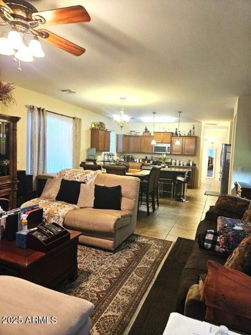 Large great room for entertaining.