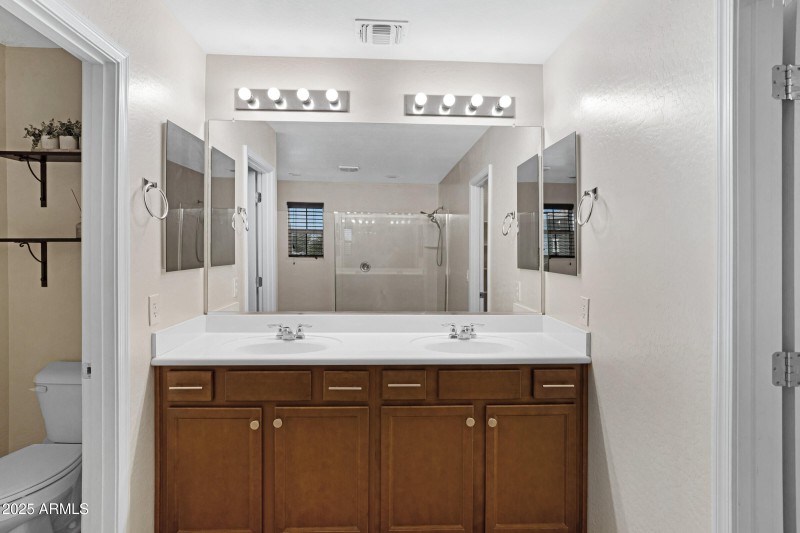 Primary bathroom double sink vanity