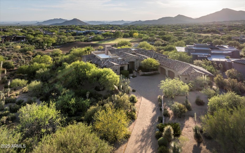 Aerial of driveway entrance