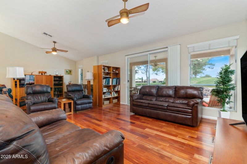 Large open room with vaulted ceilings