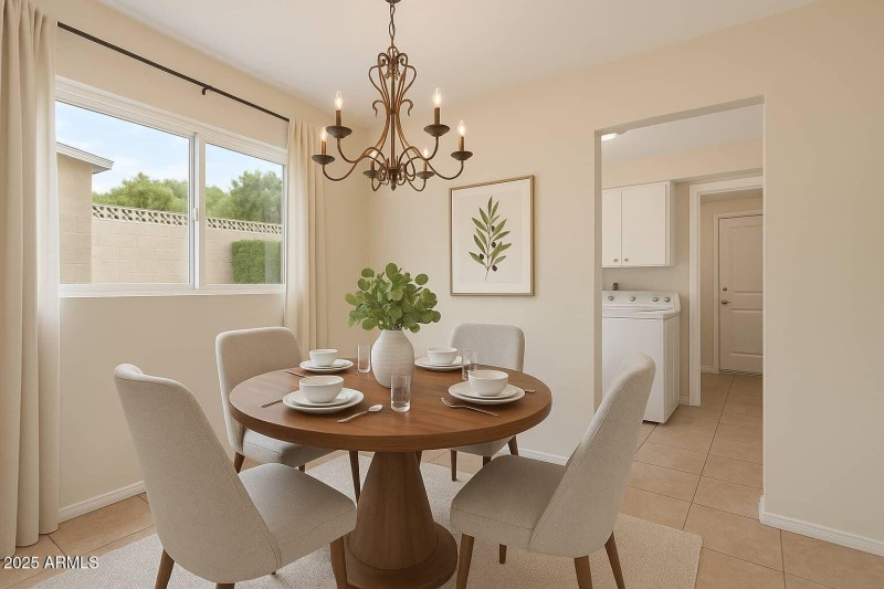 Virtually staged kitchen breakfast nook