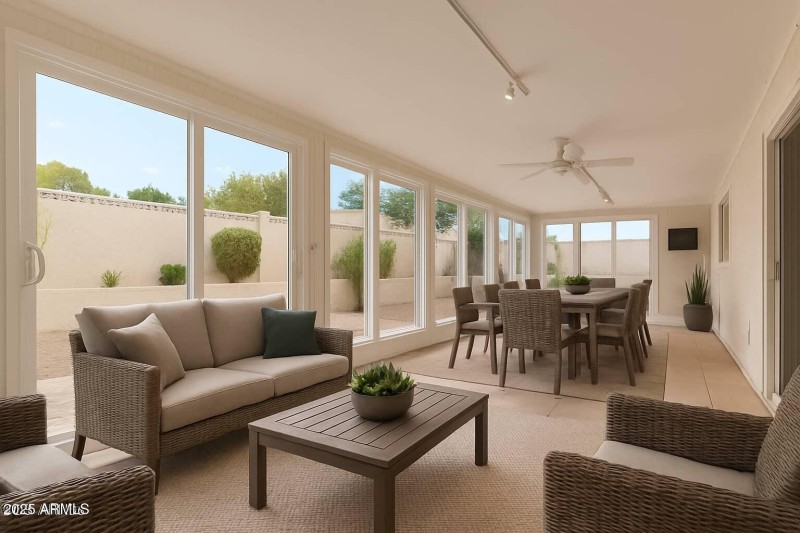 Virtually staged sunroom