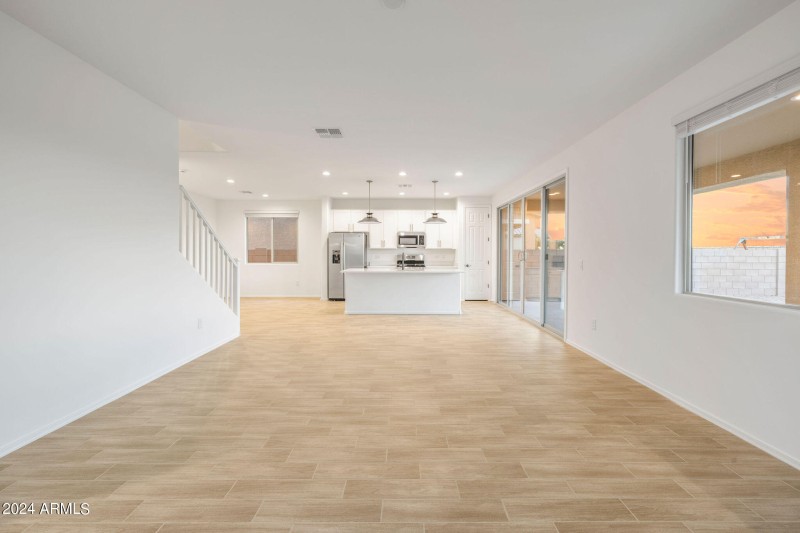Virtually Staged Living + Dining Area