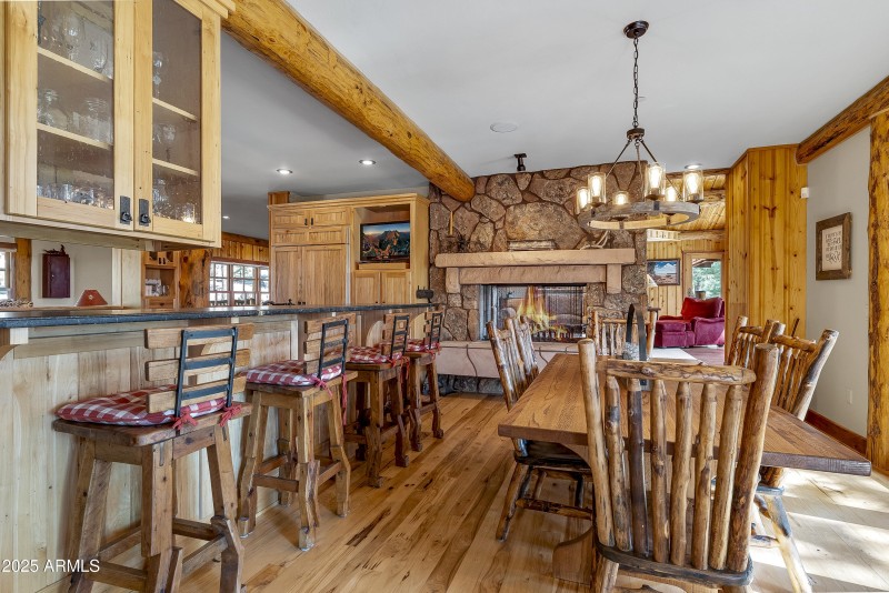 Dining room two way fireplace