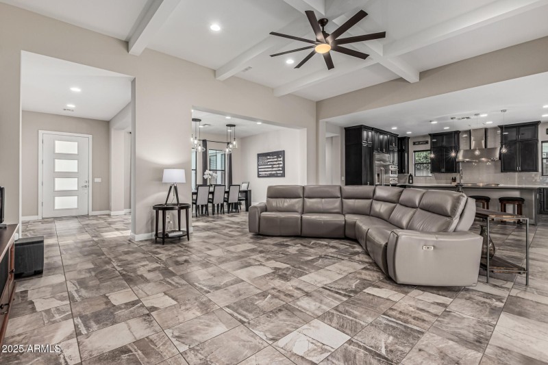 great room to kitchen