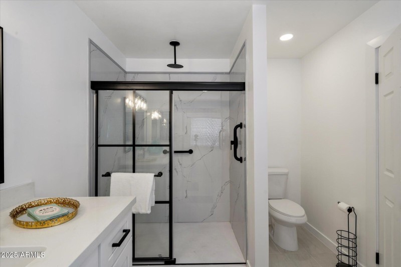 New quartz shower wall/floors