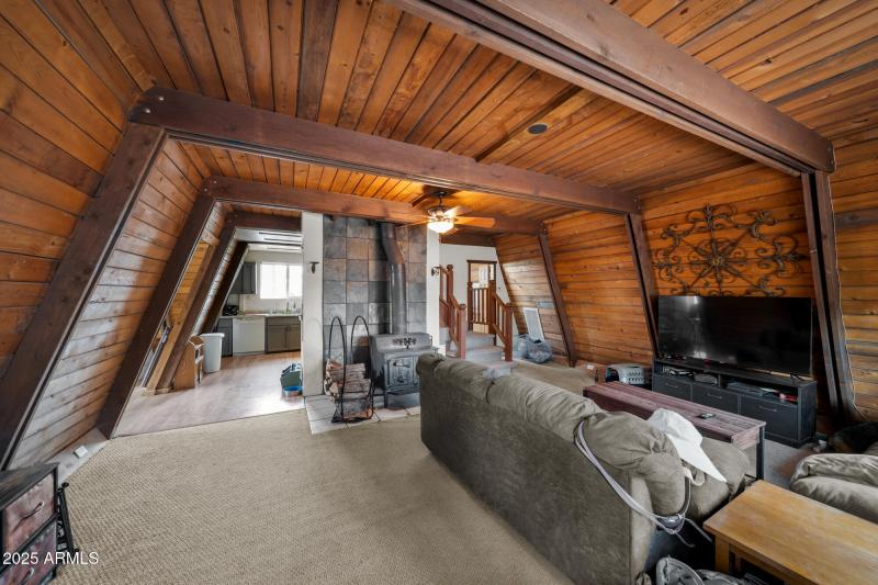 Living room with wood stove