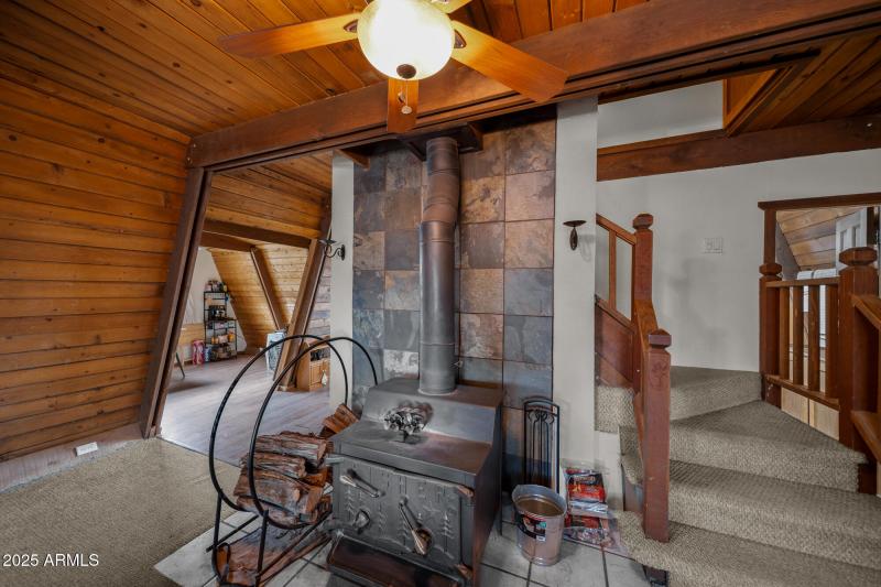 Wood stove in living room