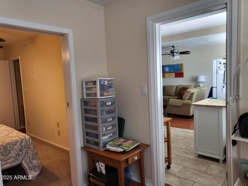 EXITS FROM BDRM & KITCHEN TO DEN