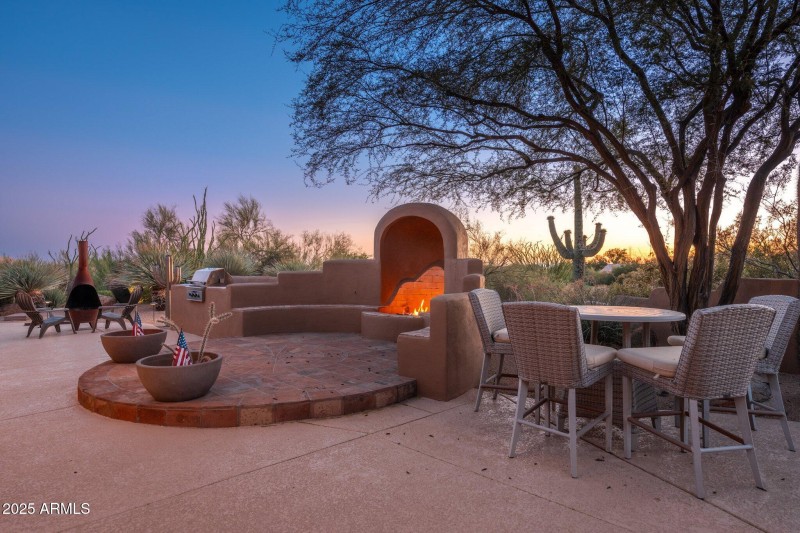 Outdoor Seating and Fire Pit at Twilight