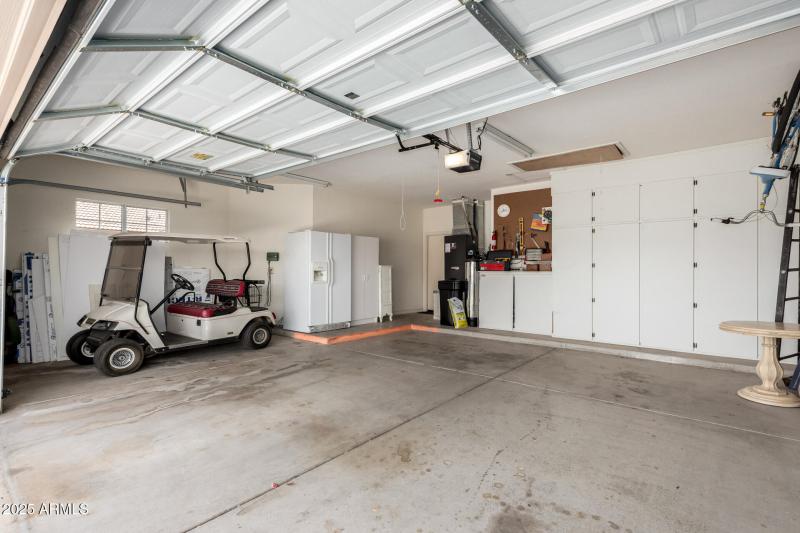 Garage with cabinets