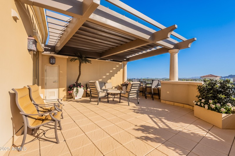 Shaded Pergola Sitting Area