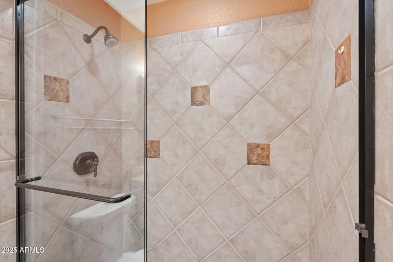Walk-in tiled shower