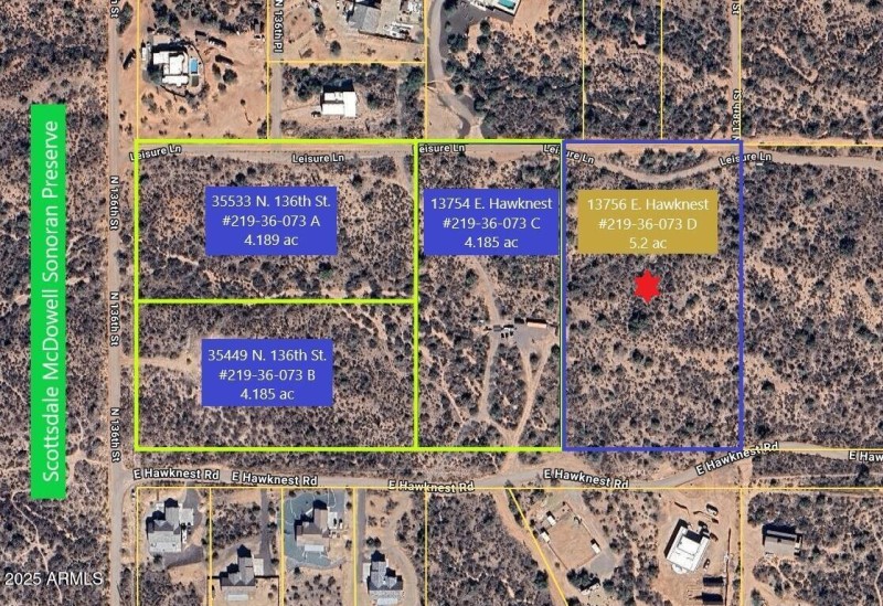 Map, property marked D