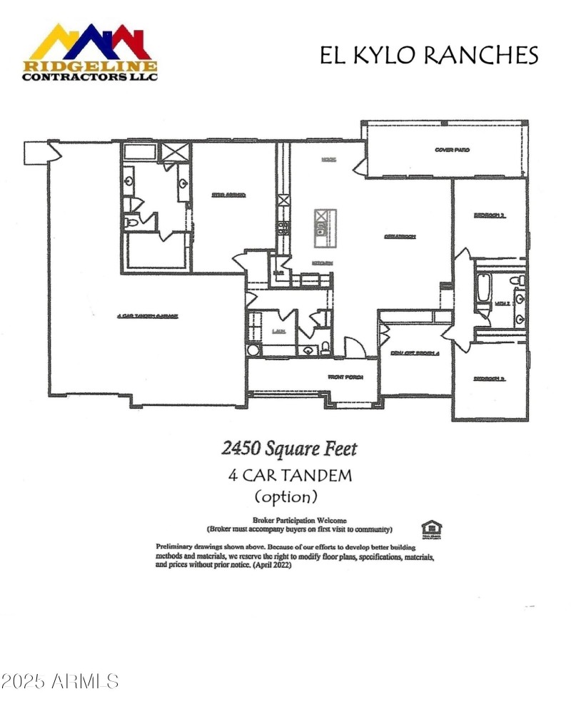 2450 sqft - 4 car Tandem - Left garage