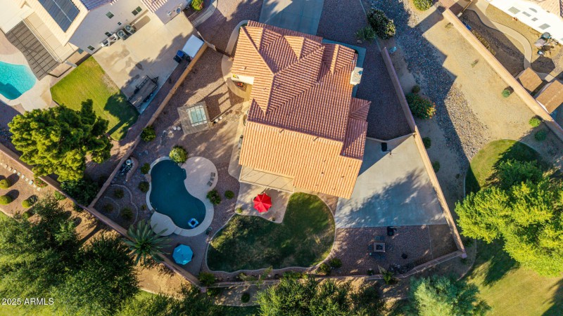 aerial view of the backyard