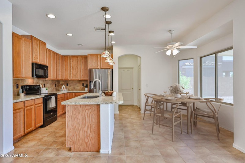 Kitchen island has seating
