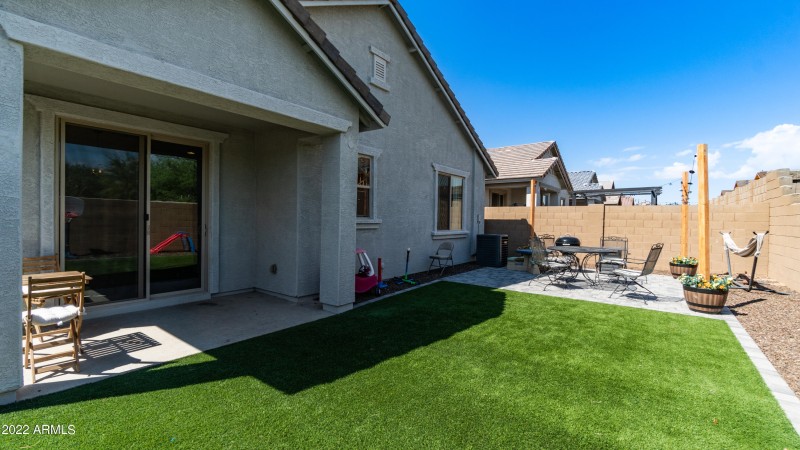 Backyard with covered patio