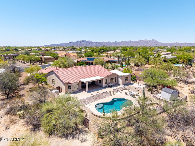 Aerial View with Mountain Backdrop