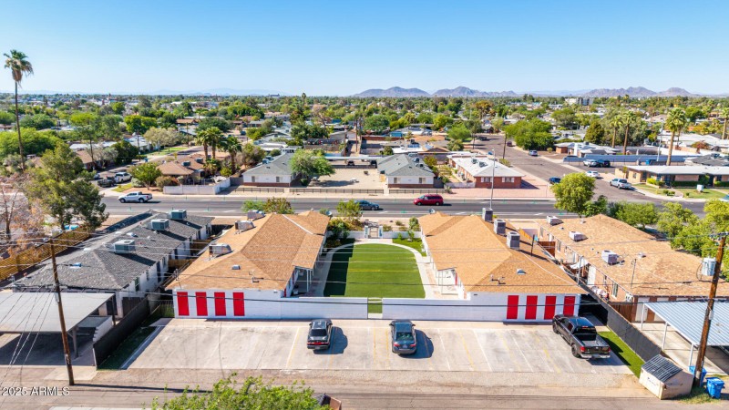 Aerial of back parking area