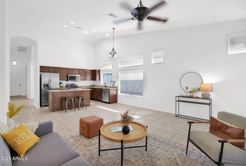 great room to kitchen