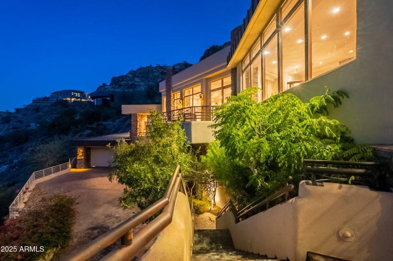 Front entrance after sunset