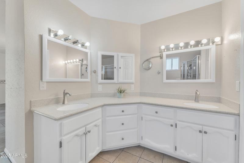Primary bathroom with double vanities