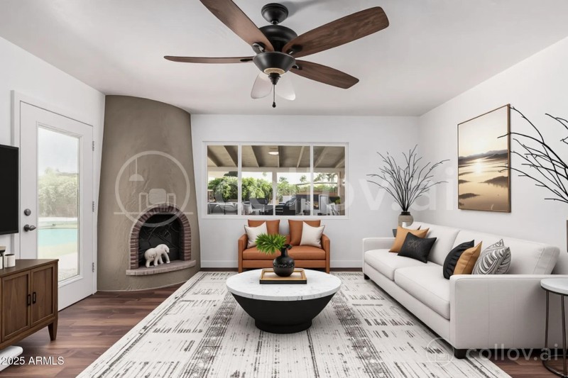 Updated Living Room by Fireplace