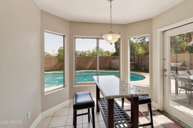 Bay window to the backyard