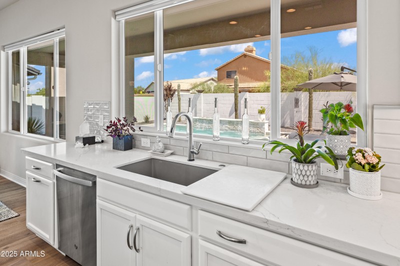 Kitchen with Pool Views
