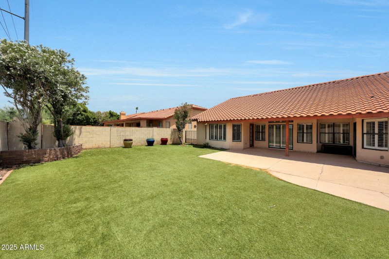 Synthetic grass and covered patio