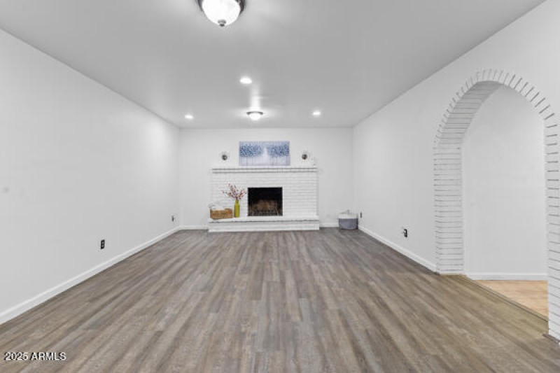 Dining area with a fireplace!