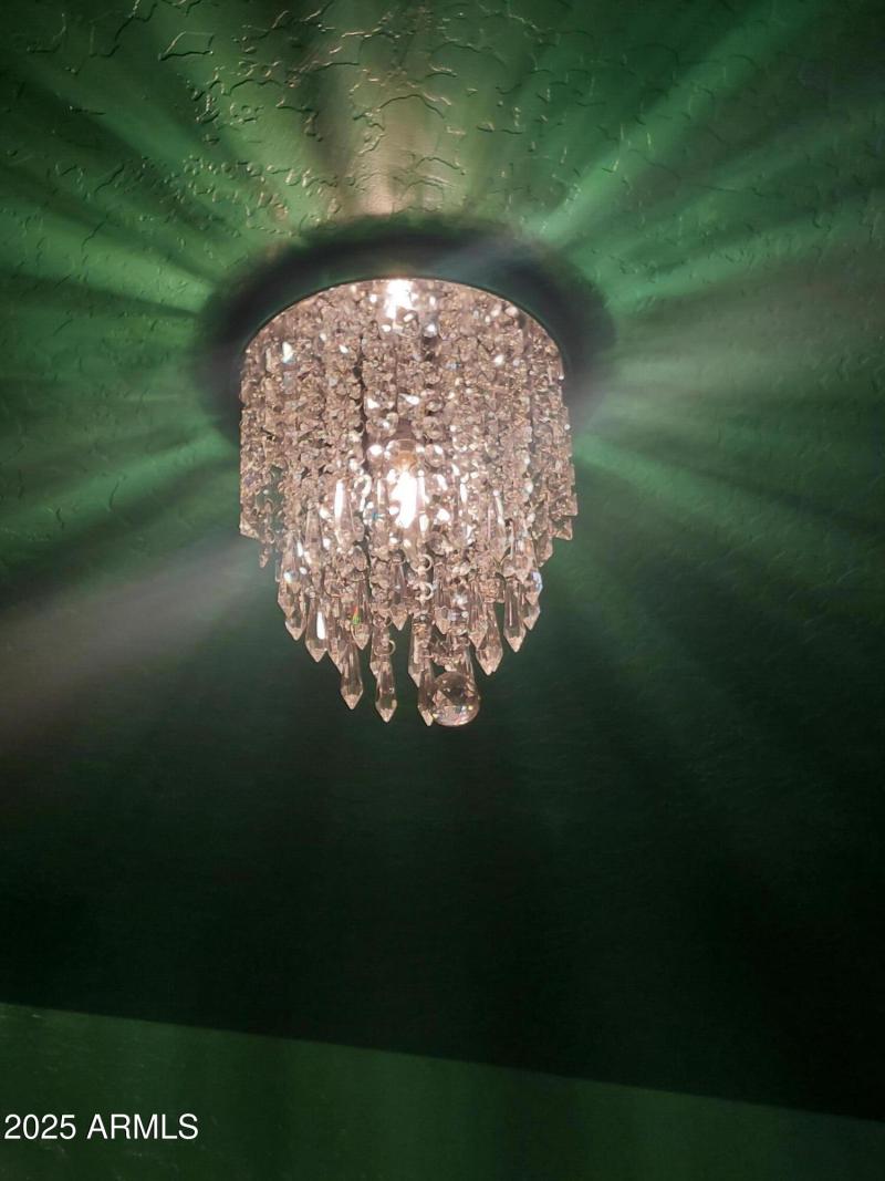 Chandelier in laundry