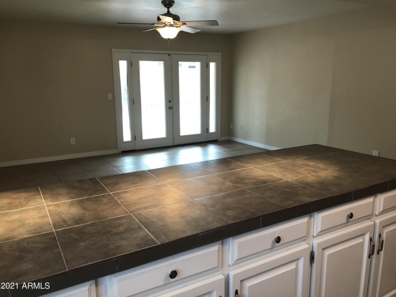 Kitchen island and great room