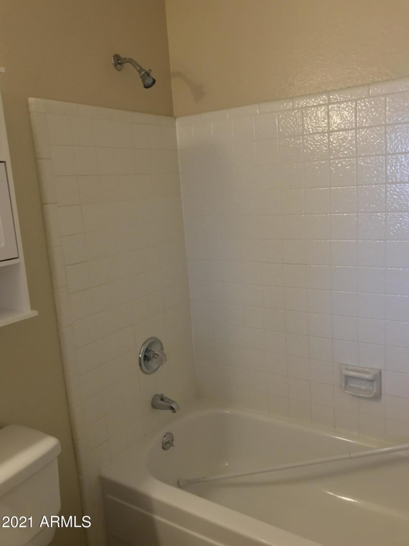 Hall bathroom with shower and tub