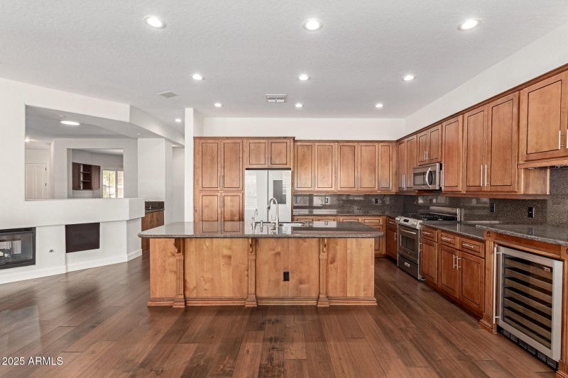 Open Kitchen with Built-In Wine Fridge
