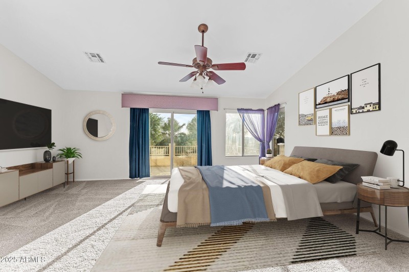 Staged - Primary bedroom/Patio view