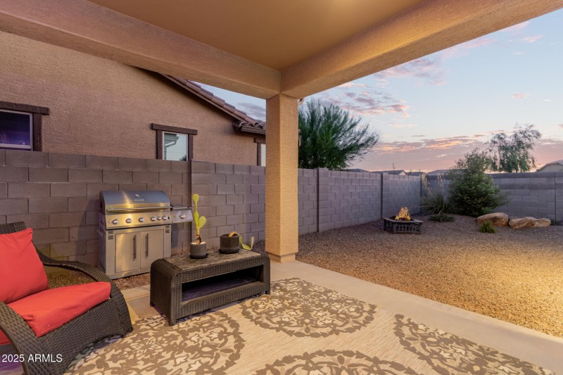 Patio area at twilight