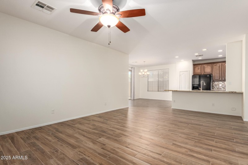 Living Area Open to Kitchen and Dining