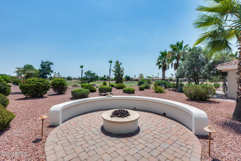 Fire pit and golf course view