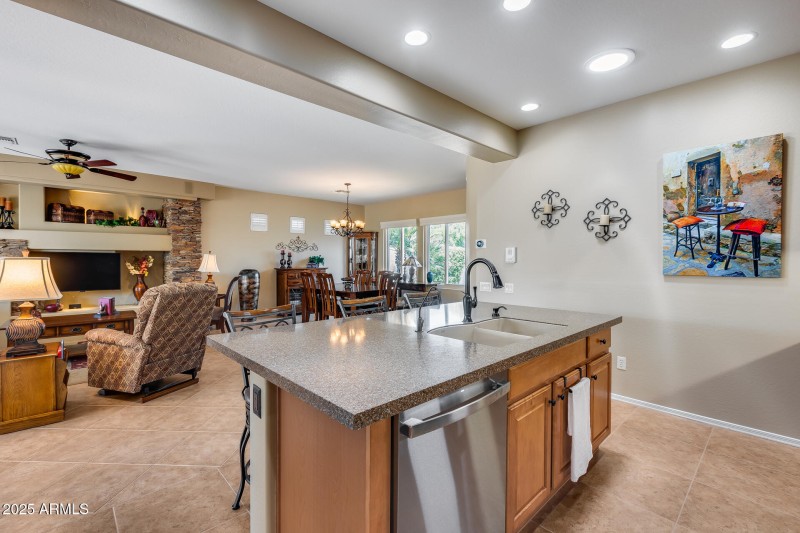 View from kitchen of great room