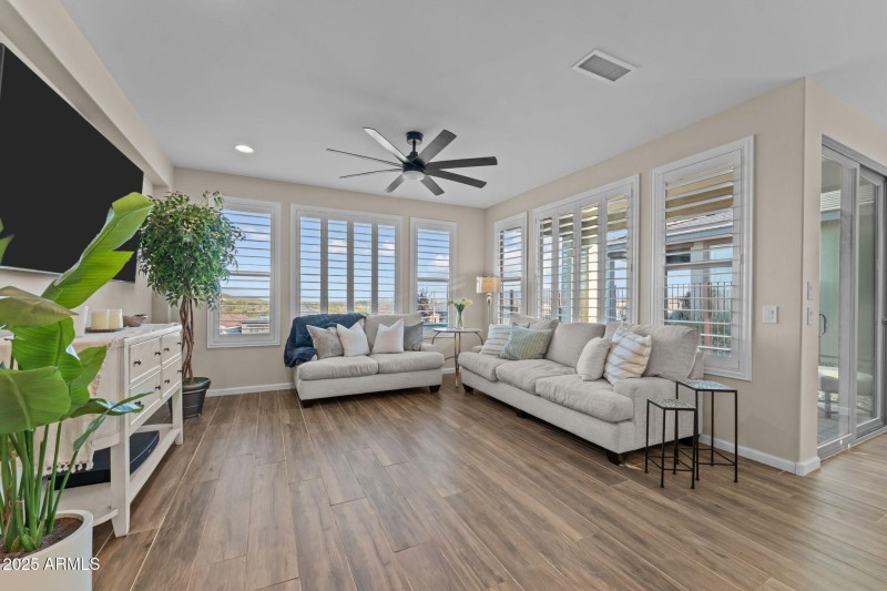 Plantation shutters throughout