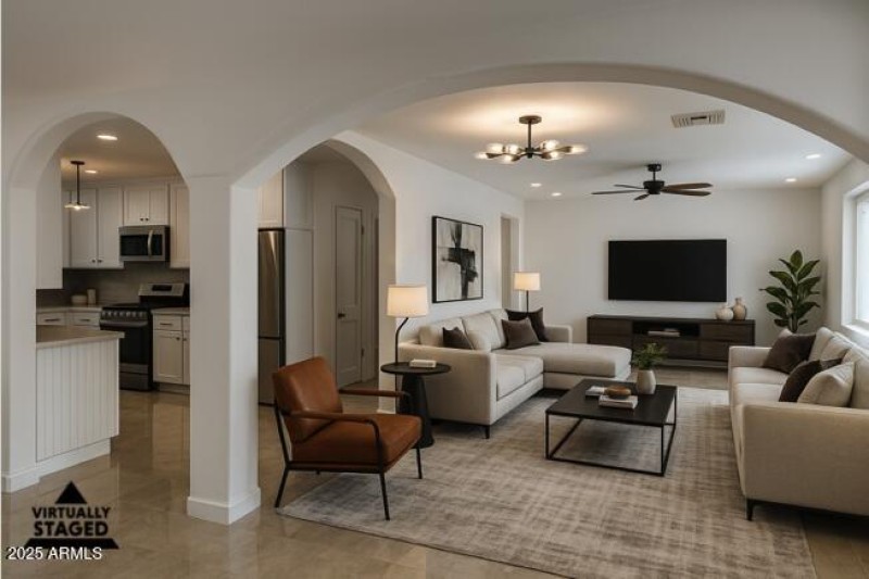 Living room virtually staged