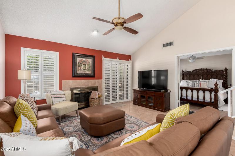 Living room with fireplace