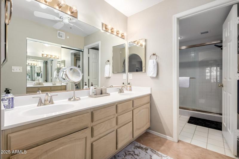 Primary bathroom with double sinks
