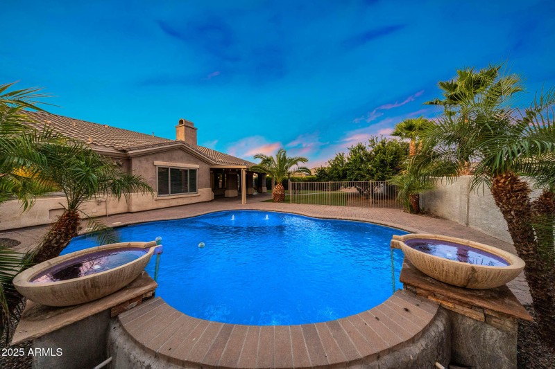 Private pool with waterfall