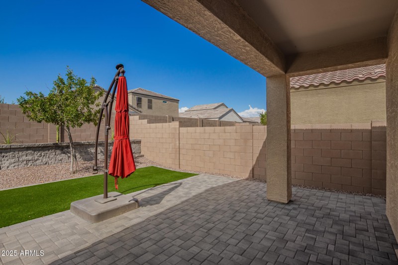 Shady Covered Patio with Premium Pavers