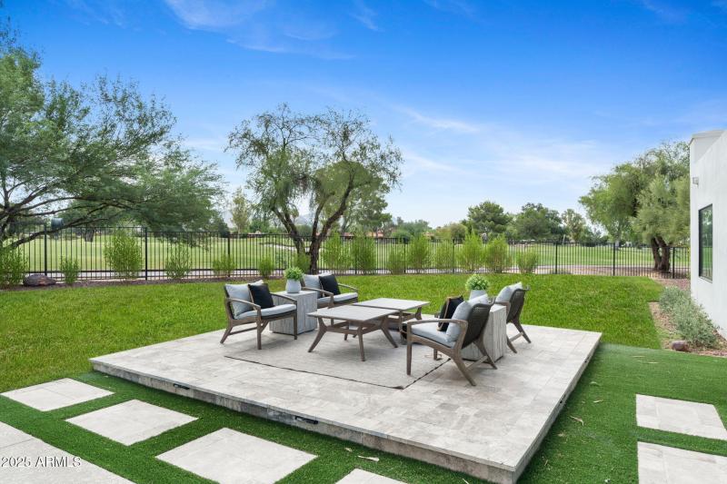 Patio with golf course view