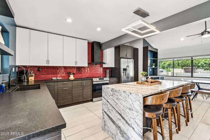 Kitchen view towards dining